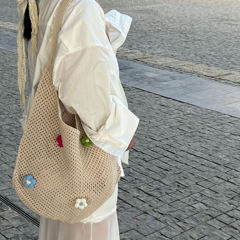 Large Capacity Bag Women's 2025 New Fashion Line Fashion Woven Shoulder Bag Large Capacity Tote Bag Straw Woven Bag