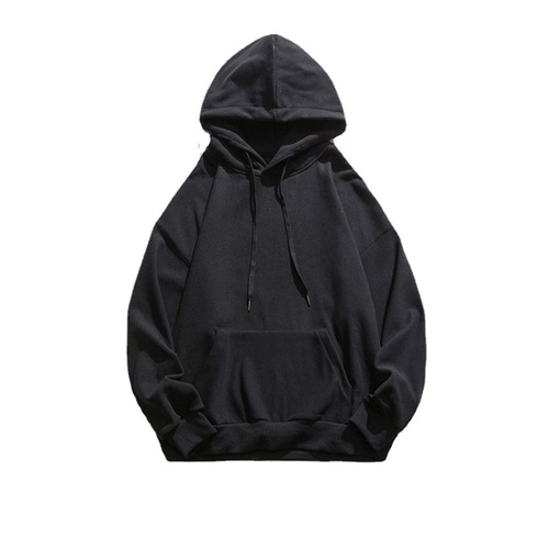 Cap Sweatshirt Streetwear Heavyweight Long-Sleeve Hoodie Men 2024 Autumn/Winter Solid Color Fleece Lined Thick Cool Casual Top