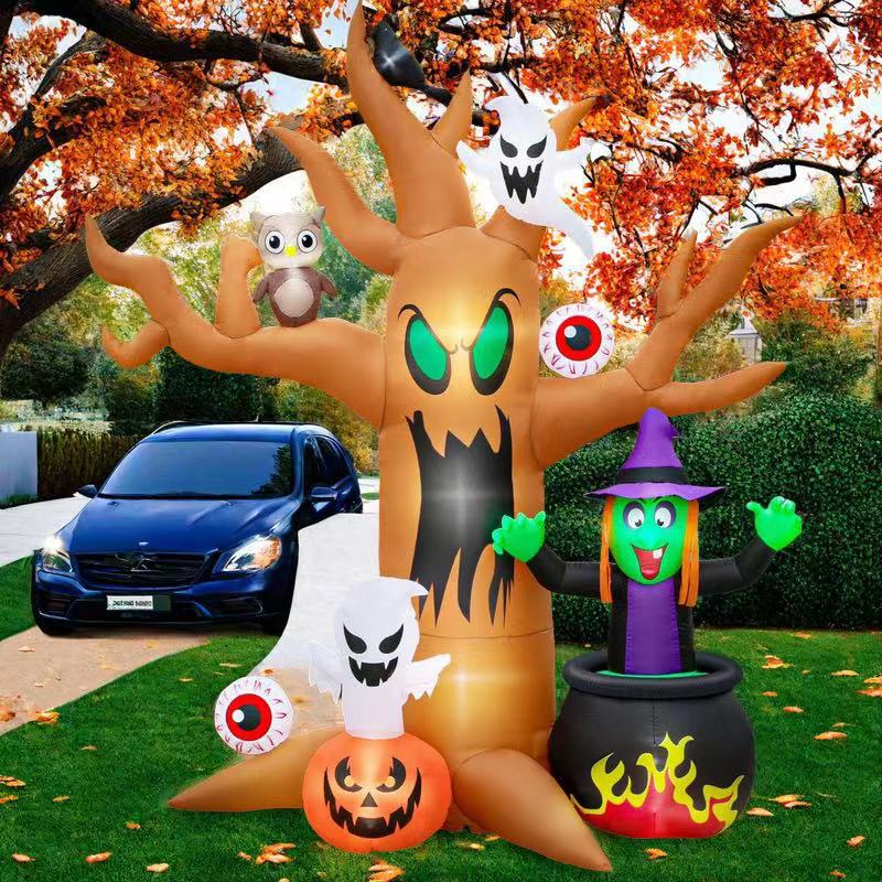 クロスボーダー热い贩売ハロウィーンゴーストツリー魔女幽霊カラスブラッドビーズインフレータブル空気モデル屋外ホラー装饰|undefined