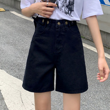大码胖妹妹五分牛仔短裤女2025夏季新款薄款宽松高腰直筒阔腿中裤