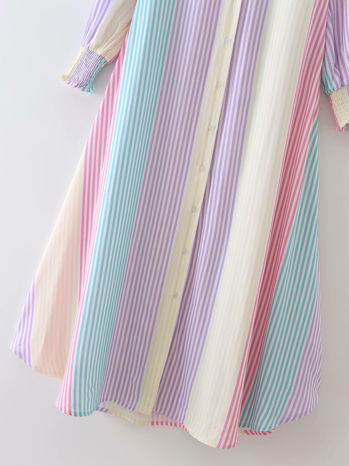 color matching striped slim mid-length shirt collar dress Nihaostyles wholesale clothing vendor NSAM75842