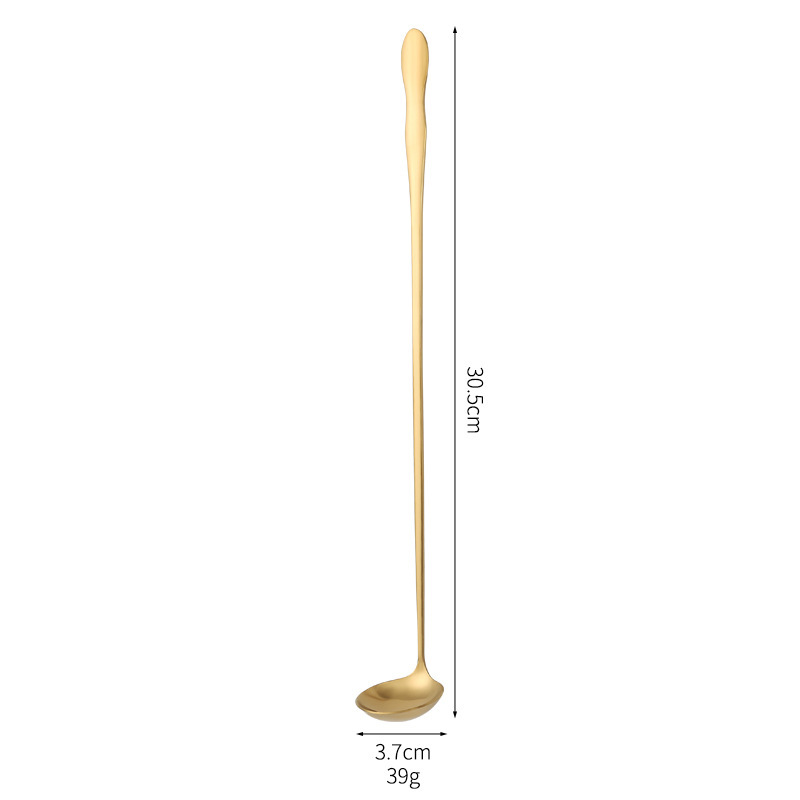 プラスロングハンドルステンレスホイストスプーンカフェテリア調味料量オイルスプーン調バースプーン深缶ジュース蜂蜜スプーン|undefined