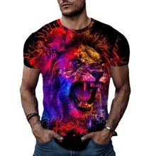 2023跨境夏季T恤歐美嘻哈風數碼3D印花男士街頭短袖運動T恤圓領上