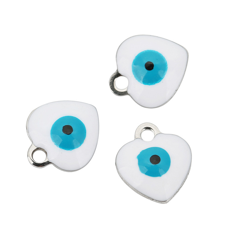 Heart Shape, Eye Pattern 20 PCS/Package 8*10mm Hole 1~1.9mm 304 Stainless Steel Heart Shape Eye Pendant