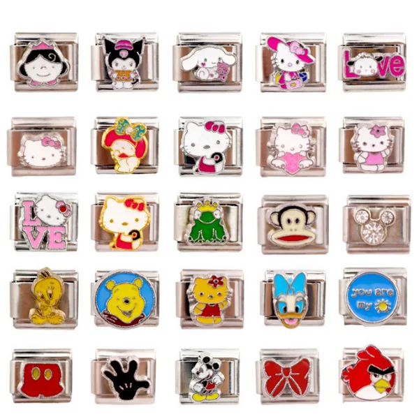 New Italian Module Bracelet Cartoon Cat Bow Series DIY Elastic Personalized Assembly Chain
