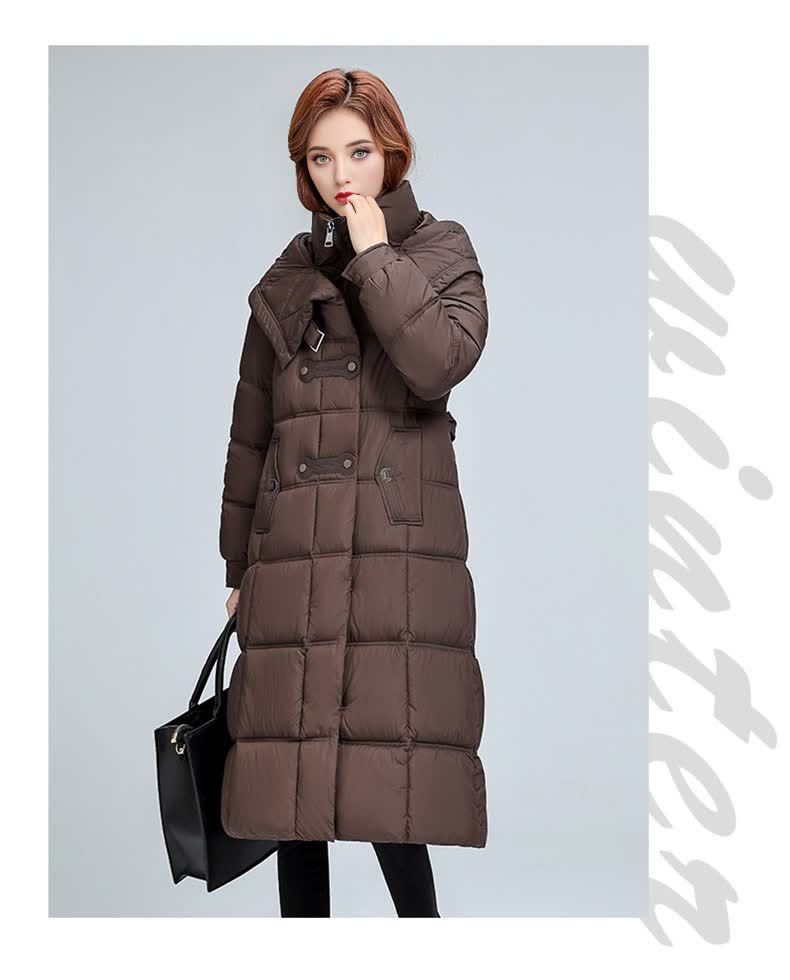 Dames gewatteerde winterjas met capuchon lange puffer jas_voghion.com