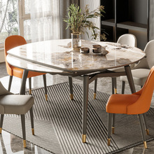 方圓兩用餐桌椅白蠟木折疊餐桌椅組合小戶型餐桌椅亮光岩板餐桌椅