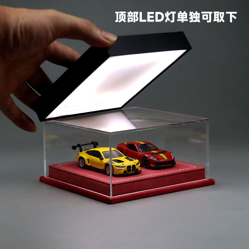 1 64 Car Model Display Box Two Parking Spaces Sheepskin Leather Acrylic Dust Cover Storage Alloy Car Model Ornaments 1 64 Car Model Display Box Two Parking Spaces Sheepskin Leather Acrylic Dust Cover Storage Alloy Car Model Ornaments