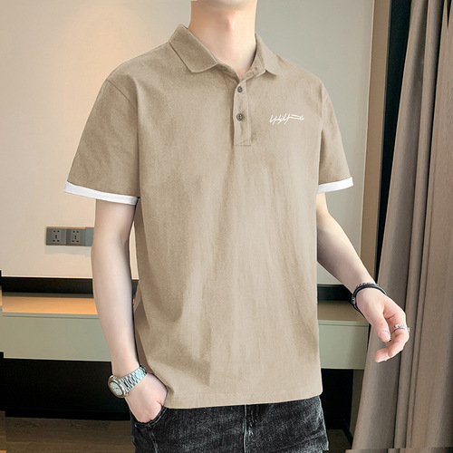 Short-sleeve T-shirt for men, collar polo shirt, summer 2025 new style trendy brand loose casual quick-drying clothing T-shirt