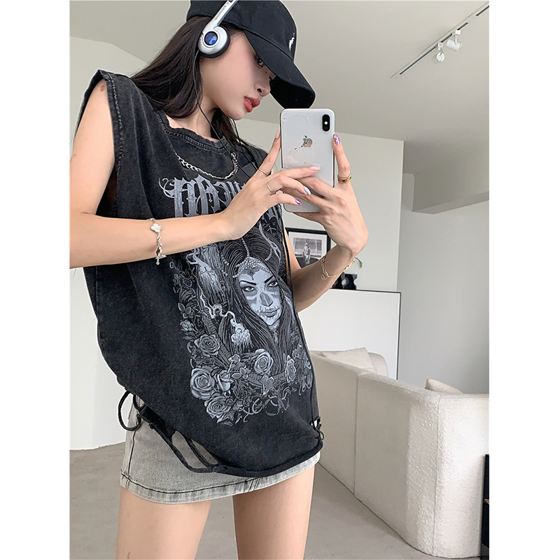 Retro summer long T-shirt sleevless