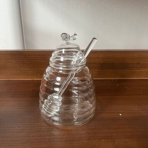 High-borosilicate cute exquisite transparent glass bee-shaped jam jar with lid honey pot syrup bottle storage jar