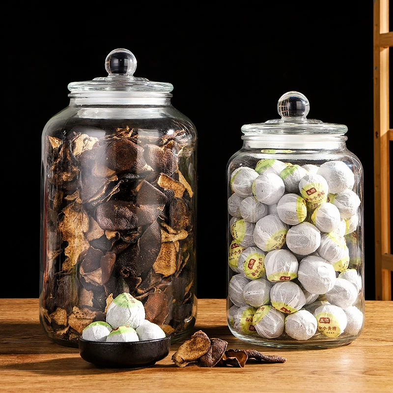 Оптовые стеклянные банки, герметичные бутылки для зерна, пищевые чайные банки большой емкости, сухие товары, банки для хранения кожуры мандарина
