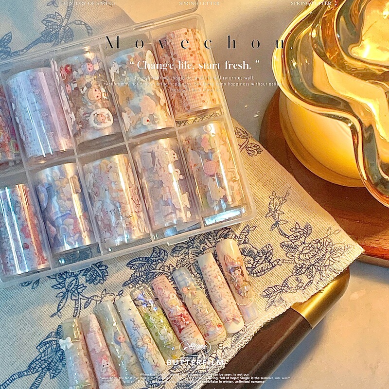 Han Feng Ins Hand-painted Rococo Nail Art Transfer Paper Angel Rabbit Spring and Summer Art Elements Cute and Practical