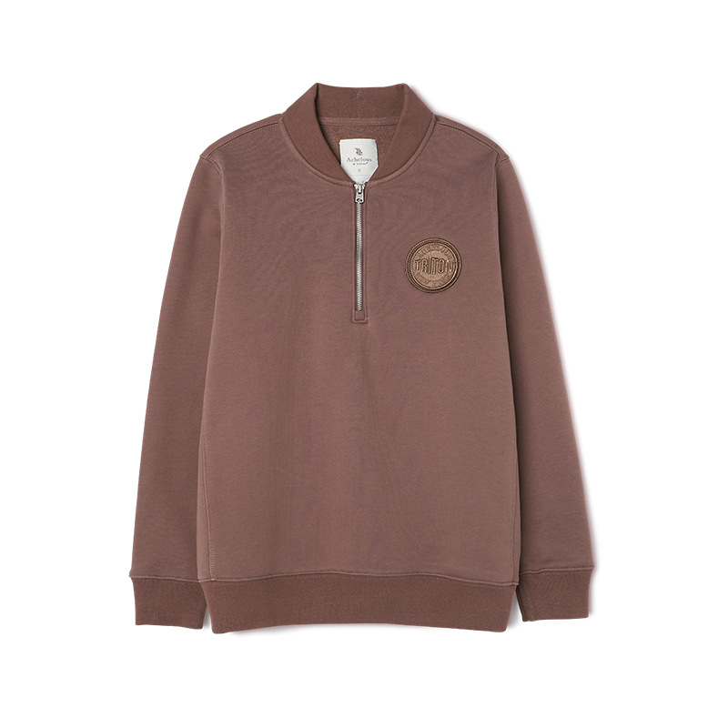 Winter warm velvet knitted sweatshirt with zipper for leisure
