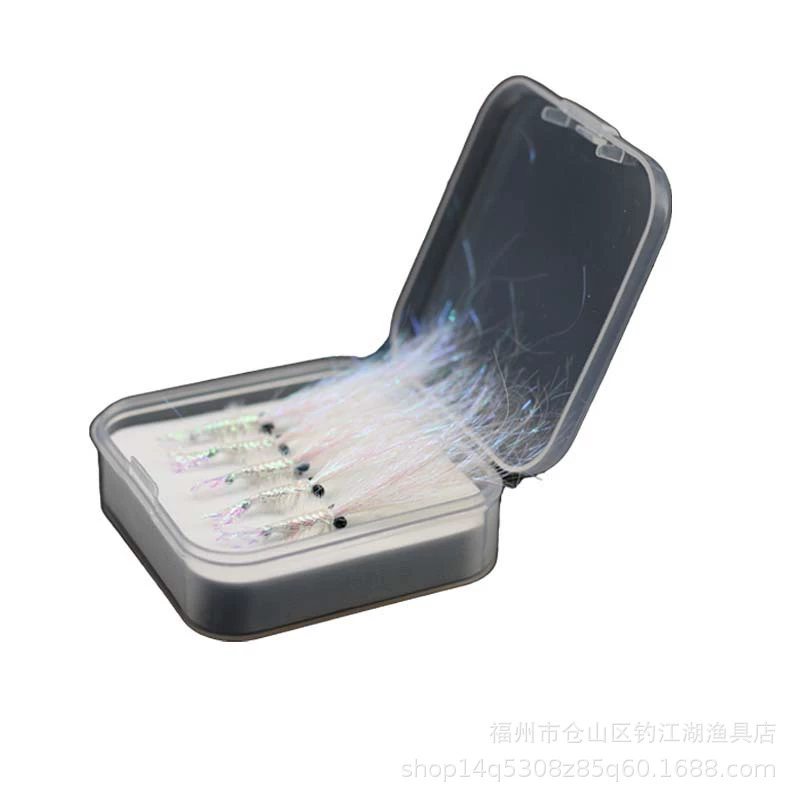 Оптовая Phantom Ice Silk Shrimp Fly Hook Hook Microbasa приманка и советы Неверная наживка серебряная гвоздь креветка