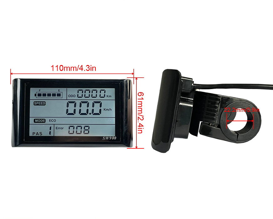 Sw900 Lithium Battery Instrument Electric Vehicle Accessories 36V48V60V Waterproof Six-Core Lcd Central Instrument Protocol Version 2