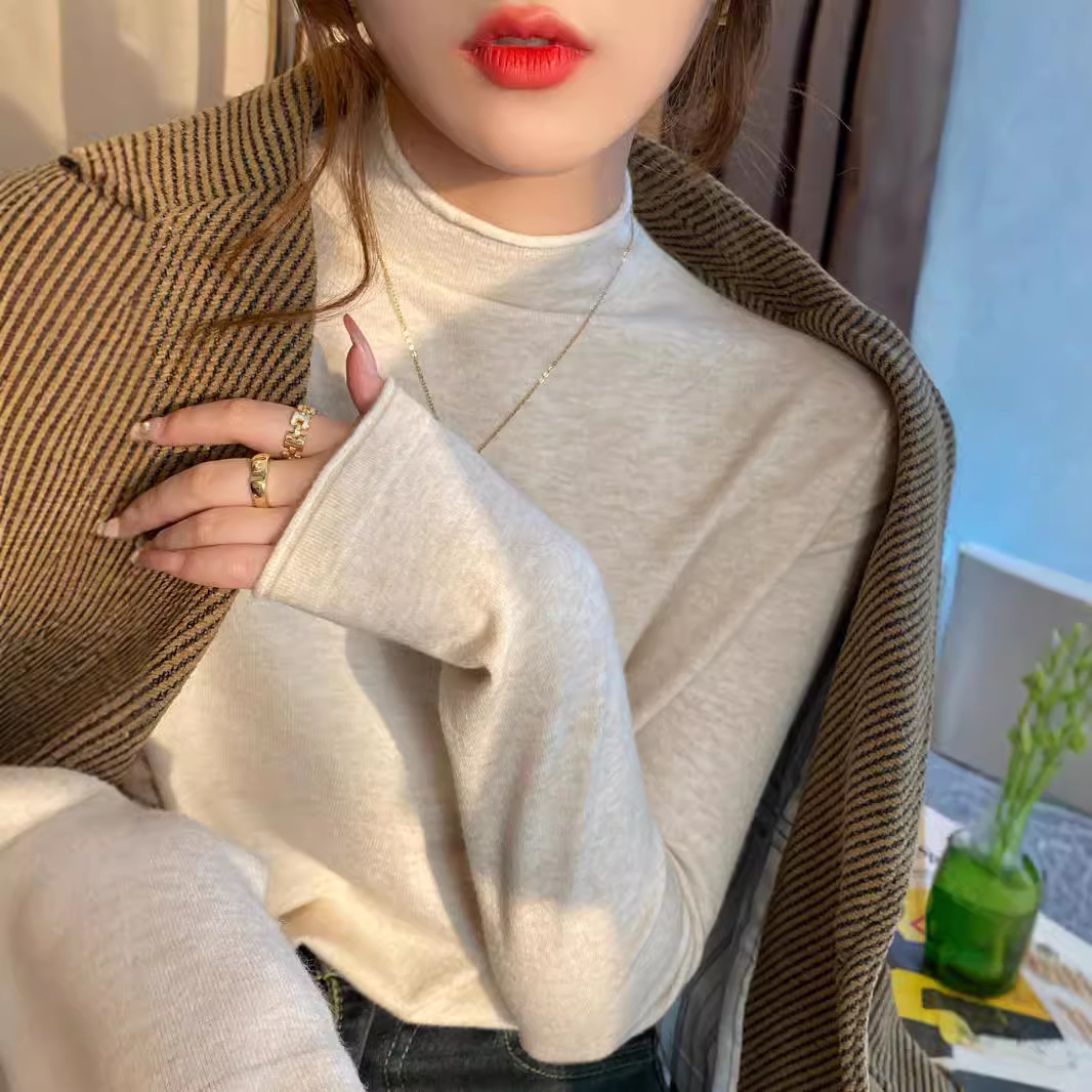 Inner Layer Base Shirt for Women 2025 New Autumn and Winter Knit Top Half-Turtleneck Sweater for Spring and Autumn