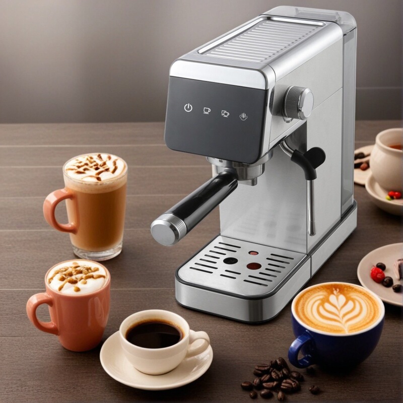 Foreign Trade Stainless Steel Body 15Bar Semi-Automatic Coffee Machine with Touch Control and Milk Frother Espresso Machine
