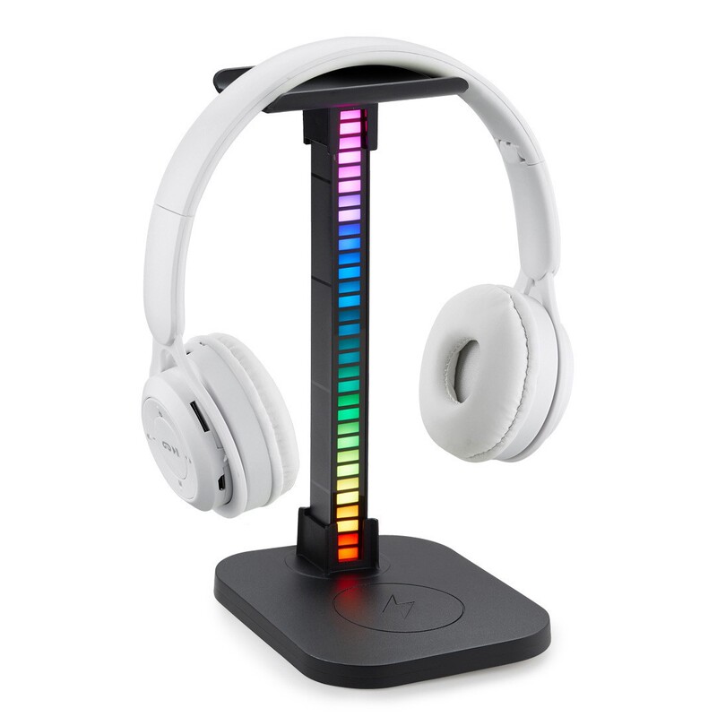 Multi-function earphone bracket head-mounted atmosphere light supports wireless charging RGB pickup light ear rack storage rack