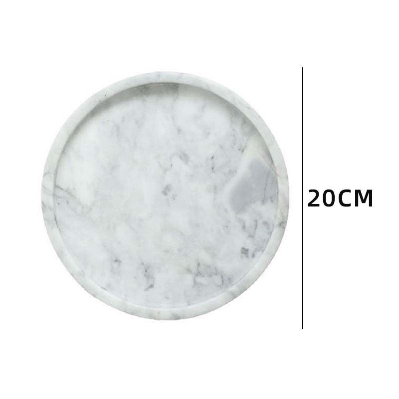 Estilo nórdico decorativo bandeja de mármol natural disco pequeño postre Placa de almacenamiento decoración Placa de visualización