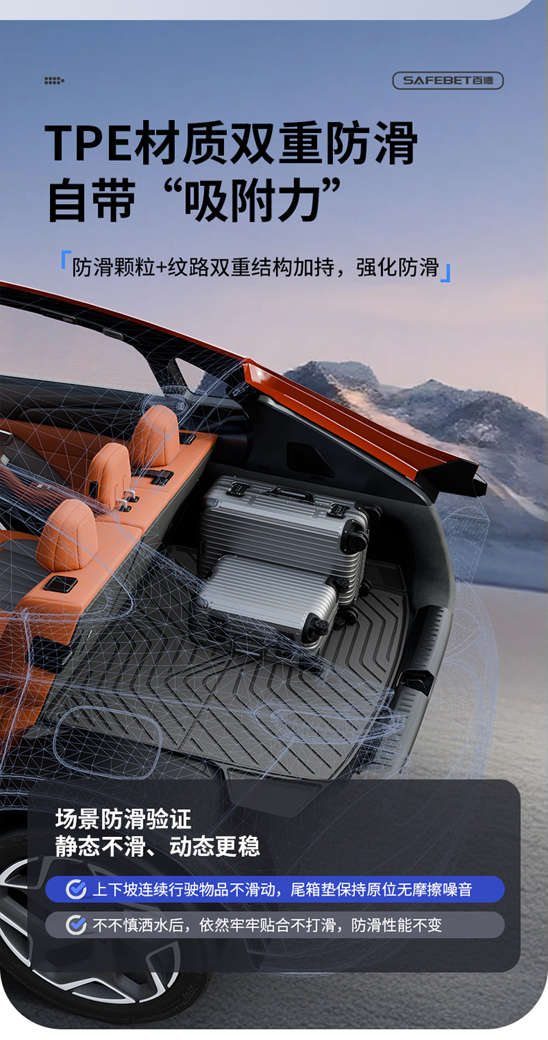 Suitable for Ledao L60 L80 L90 Special Vehicles, All-Weather Tpe Car Trunk Mat and Tailgate Accessories