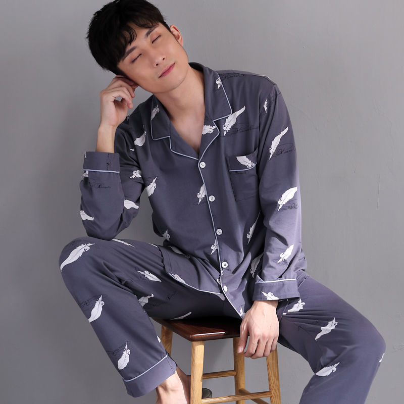 100% primavera y otoño pijamas hombres de algodón de manga larga más tamaño de los hombres casual traje de desgaste para el hogar