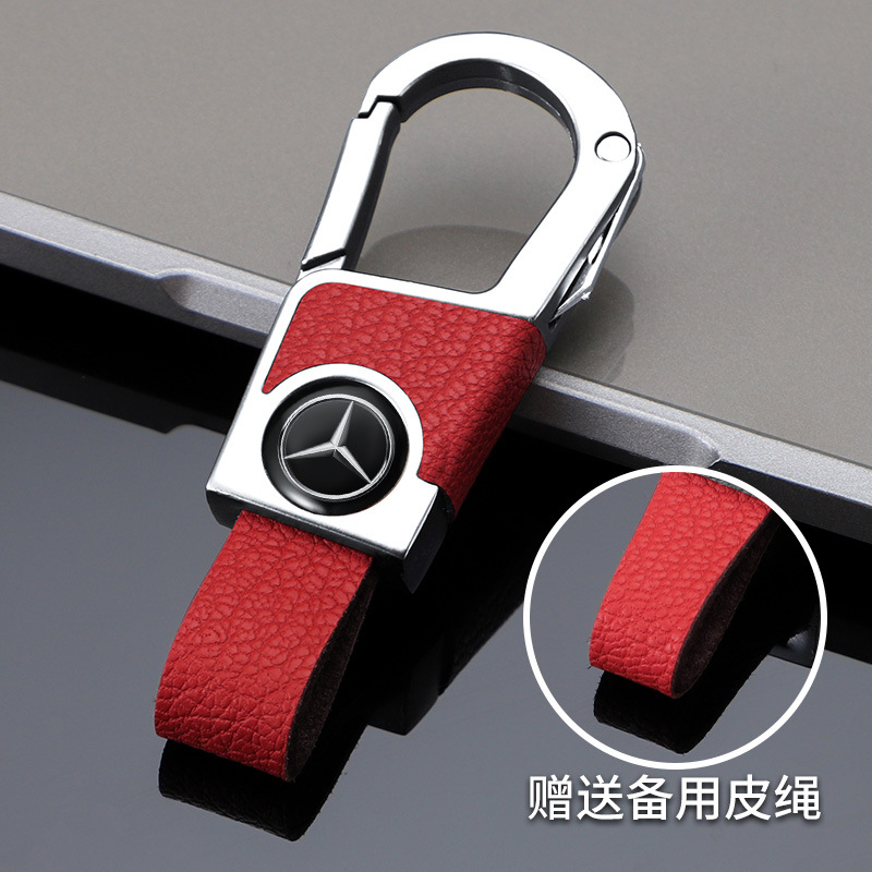 Llavero de coche de alta gama para hombre, cinturón doble, llave de coche gruesa, resistente al desgaste y resistente a los arañazos, colgante de llavero de cuero exquisito