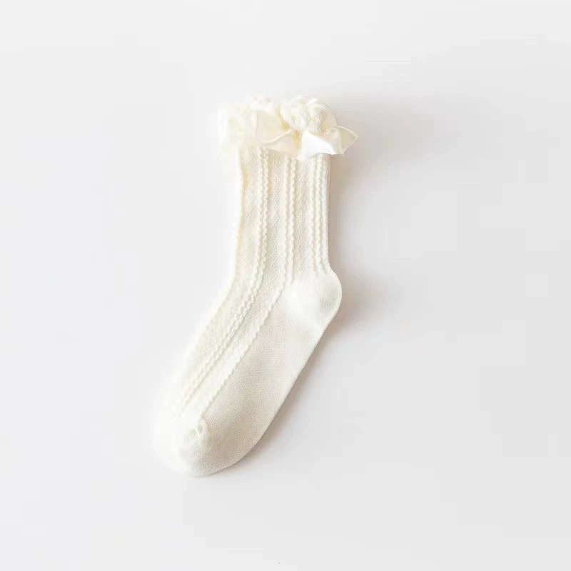 Thin breathable Japanese‑style mid‑length socks, lolita ruffle, lightweight, multiple colors