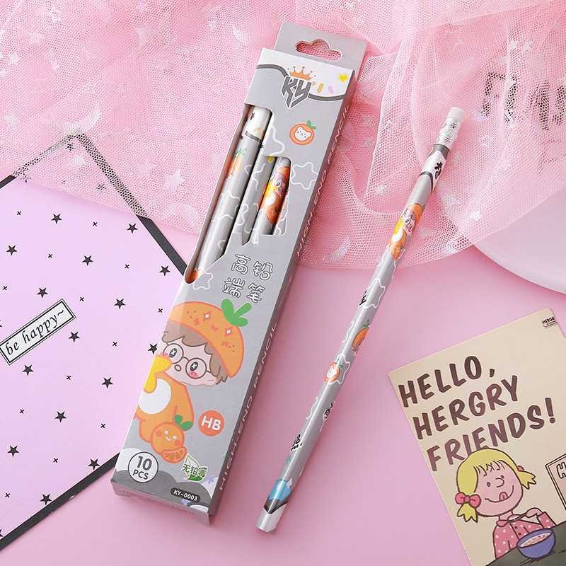 Lápices de caja de alto valor Papelería creativa Herramientas de escritura para estudiantes Práctica de caligrafía Lápiz de madera Lápiz triangular circular