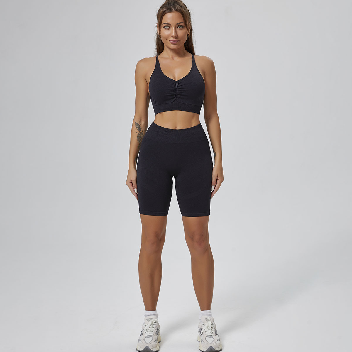 Selección estricta de Europa y Estados Unidos sexy transfronterizo de cintura alta mel melonía de caderas elevación de ropa de base apertada nuevo bra fitness set