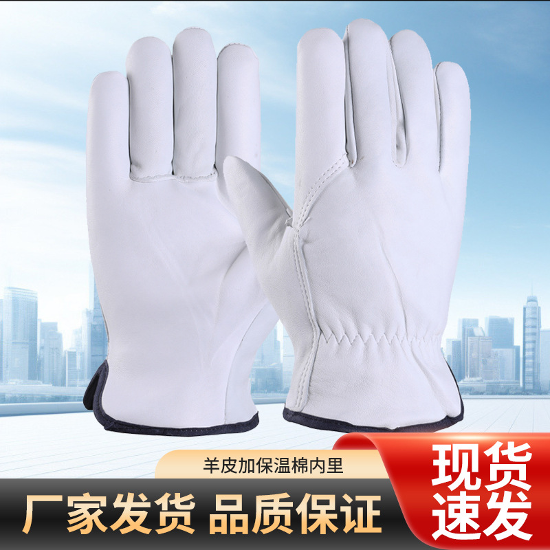 Guantes de algodón aislante de piel de oveja blanca resistentes a bajas temperaturas guantes de laboratorio anticongelantes de seguridad laboral