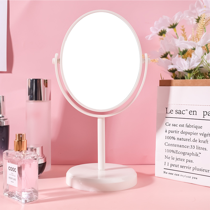 Espejo de Maquillaje de Escritorio de Doble Cara Plástico y Vidrio con Aumento para Baño y Dormitorio