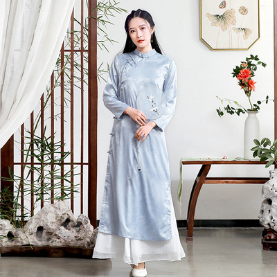 Improved edition Audrey cheongsam Chinese style Women's wear Retro Young models have more cash than can be accounted for temperament Dress L815
