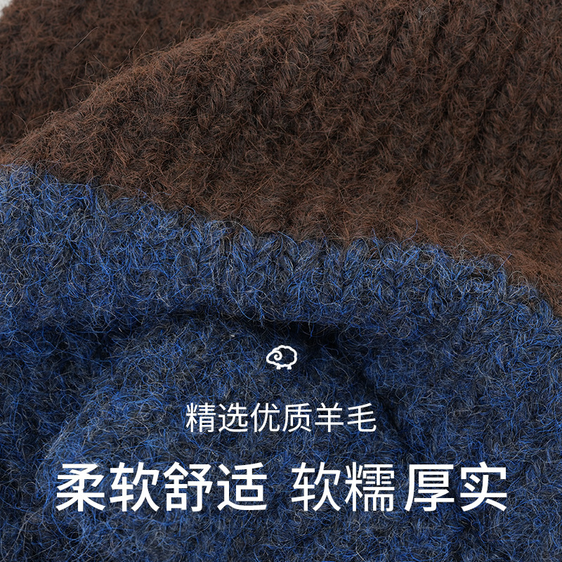 秋冬贴布拼色针织帽情侣款时尚套头帽百搭保暖帽子女毛线帽冷帽|undefined