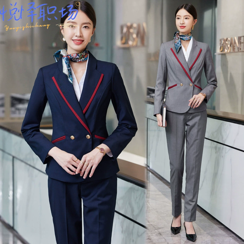 Гостиничная рабочая одежда Женская Осенняя кейтеринговая стойка регистрации кассир Форман-менеджер Профессиональный костюм Спецодежда с длинным рукавом костюм