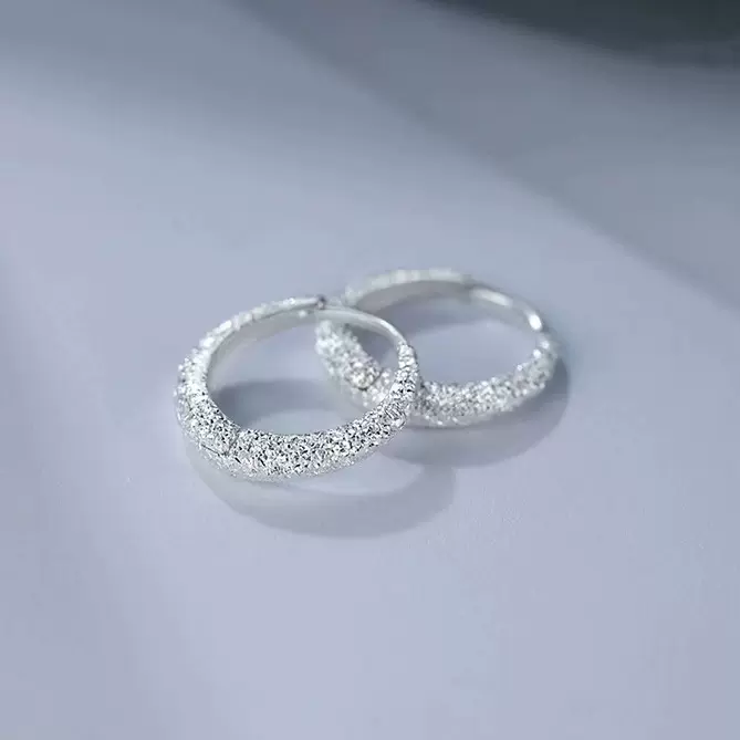 S925纯银波光粼粼耳环女 满天星轻奢高级感耳饰韩系小众气质耳圈