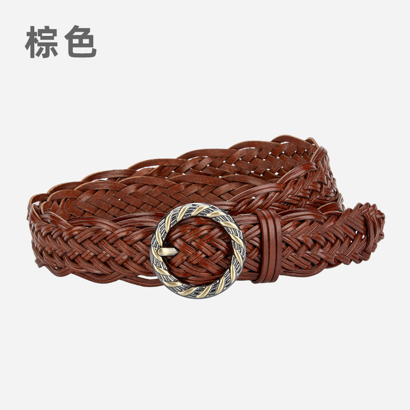 高级感欧美复古编织腰带女士免打孔配连衣裙牛仔裤带耐用装饰皮带|undefined