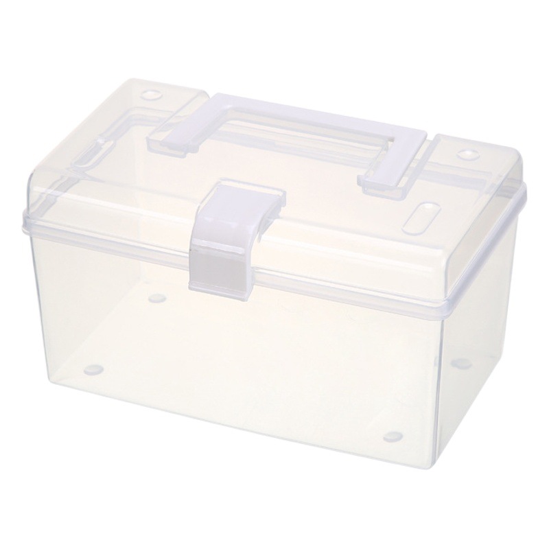 Caja de almacenamiento transparente para el hogar caja de almacenamiento de plástico de escritorio caja de almacenamiento portátil caja pequeña caja de almacenamiento caja de la medicina caja de almacenamiento