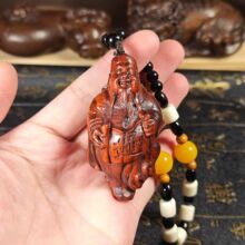 7厘米小叶紫檀财神爷把件家居摆饰实心手工工艺品开业旺财吊坠
