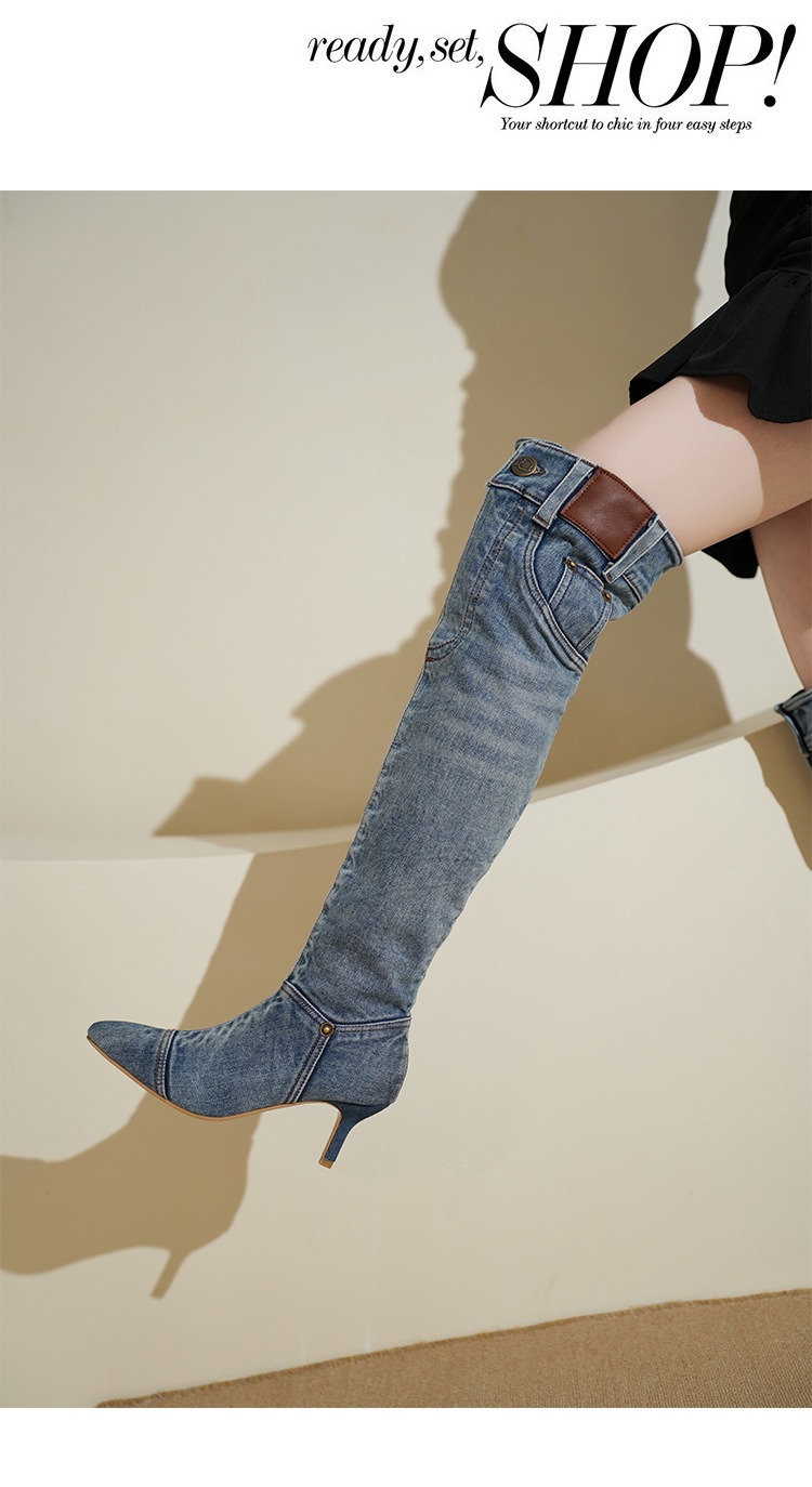 Women's Shoes wasteland style boots for women retro hot girl cowboy boots stiletto pointed toe pile boots wide tube long boots_voghion.com