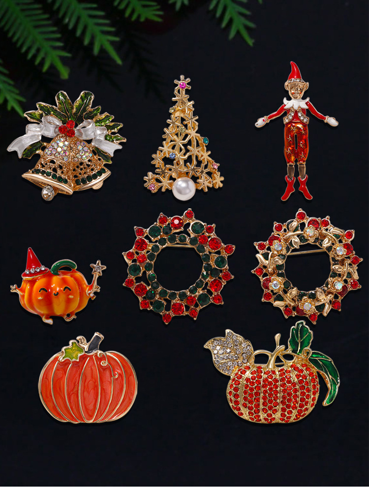 10g Weight Nordic Style Modern Style Classic Style Pin Pumpkin Christmas Tree Alloy Unisex Brooches
