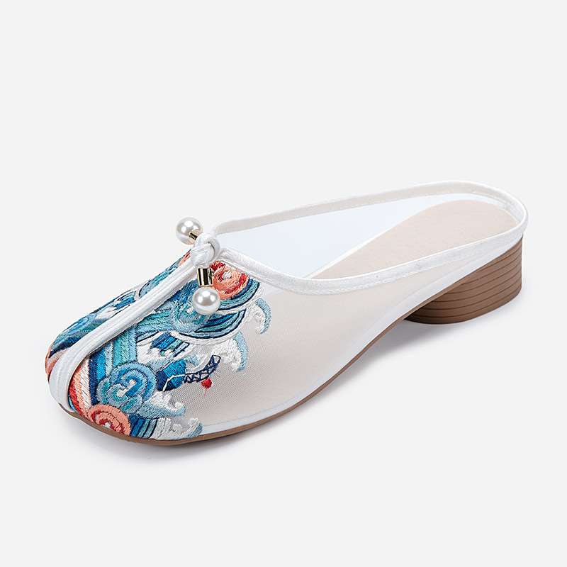 Yunzui 2023 Summer New Style Old Beijing Cloth Shoes, Comfortable and Breathable Home Toe-Toe Slippers, Women's Ethnic Style Embroidered Shoes
