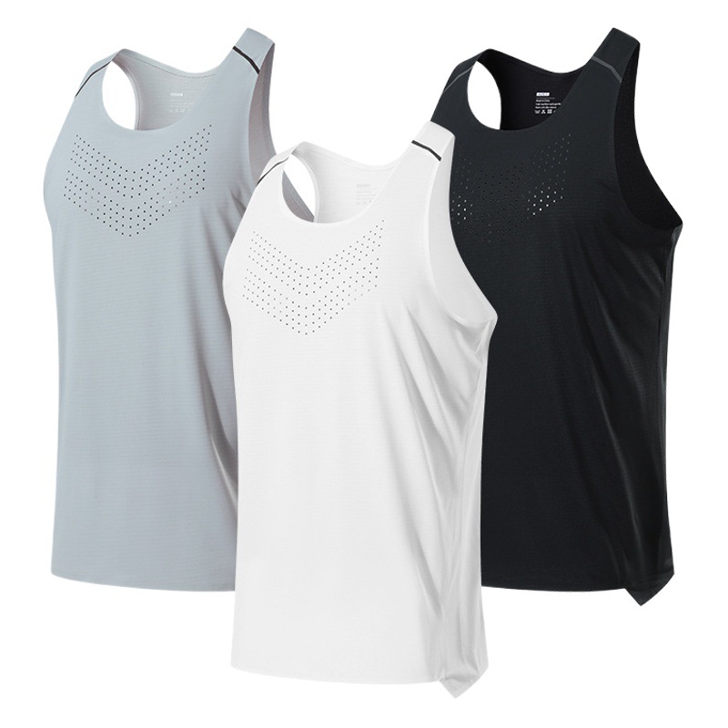 Summer Running Sports Vest Men's Lightweight Punch Marathon Racing Vest Sleeveless Quick-drying Fitness Sweatshirt