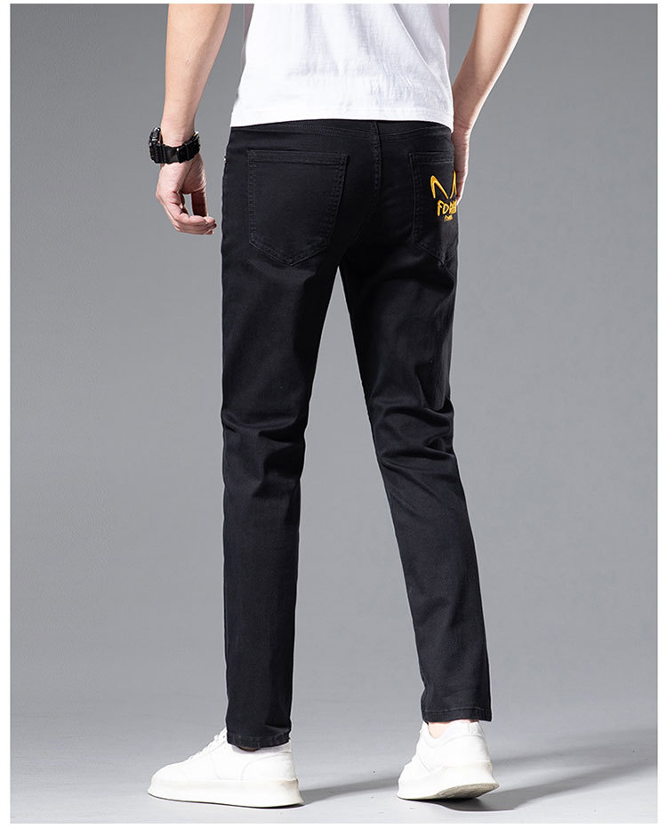 Jeans alla moda da uomo sottili primavera/estate Pantaloni con piedi elastici in cotone bianco slim fit ricamati di marca di fascia alta_voghion.com