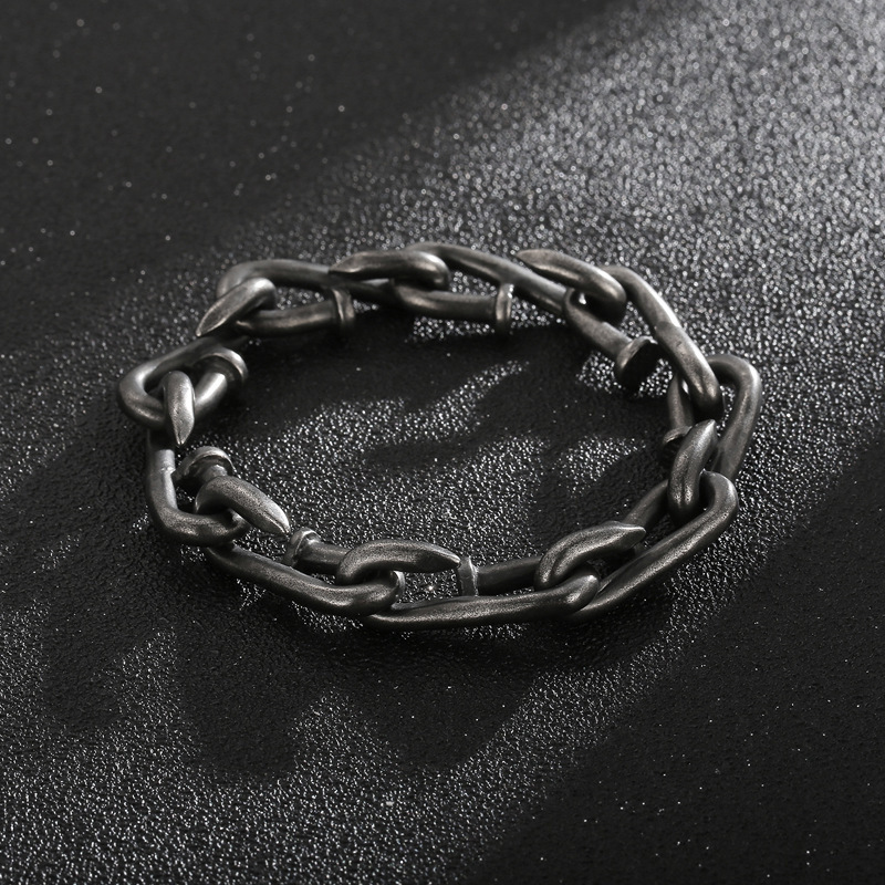Creative Retro Personalized Nail Hook Interlocking Stainless Steel Bracelet, Simple and Versatile Chain, Titanium Steel Handmade Creative Retro Personalized Nail Hook Interlocking Stainless Steel Bracelet, Simple and Versatile Chain, Titanium Steel Handmade
