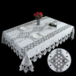 现代简约纯白色贴布绣桌布 蕾丝镂空卧室床头柜都多用盖巾