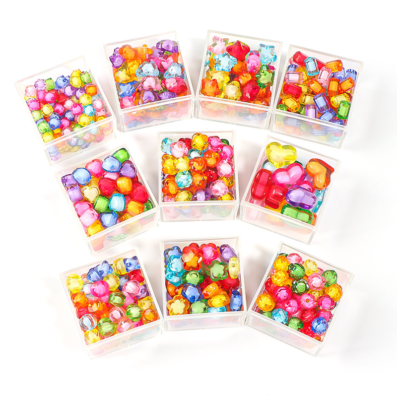 Acrílico color Pearl zhongzhu dibujos animados estrella de cinco puntas amor agujero recto cuentas DIY cadena de teléfono móvil accesorios de joyería de pulsera