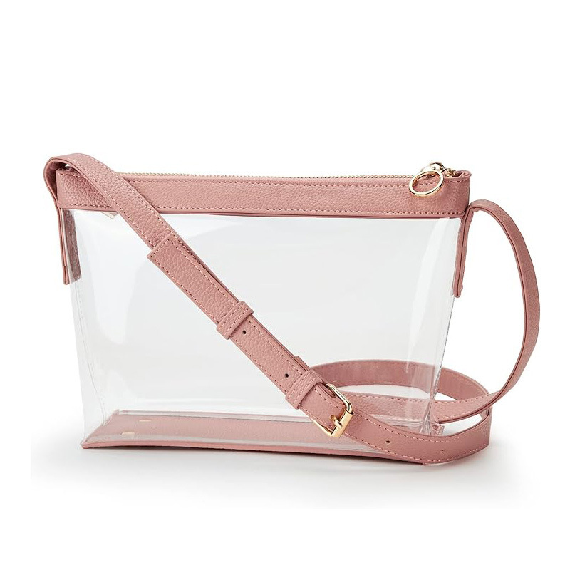 Amazon's Popular Portable Pvc Transparent Women's Shoulder Crossbody Bag with Leather Trim, Simple, Versatile, and Lightweight