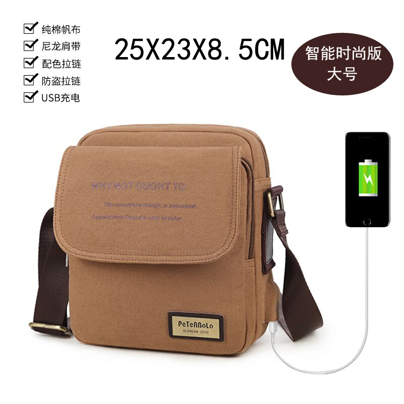 Bolso de lona para hombre, bolso de hombro, bolso de lona informal de estilo coreano para hombre, bolso cruzado de negocios, bolso cruzado pequeño, mochila, informal urbano
