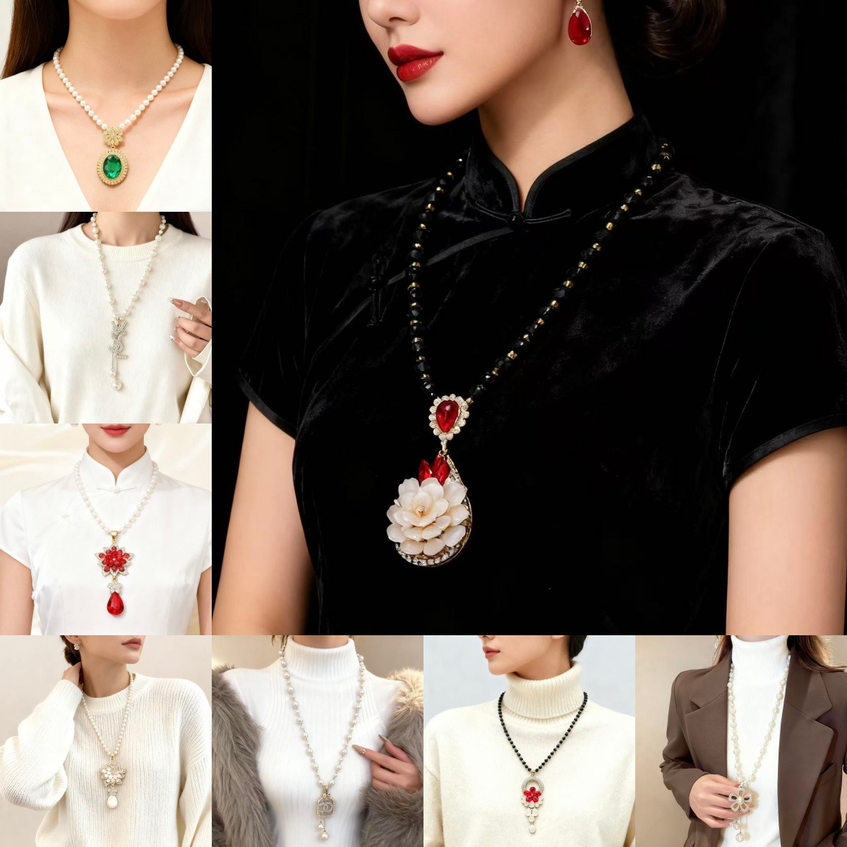 跨境新款长款秋冬毛衣链不掉色超显气质小众设计项链配饰女  批发